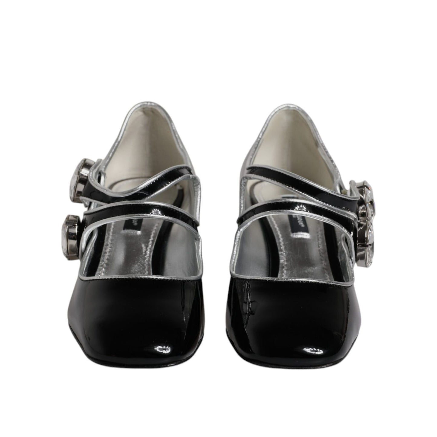 Dolce & Gabbana Black Patent Leather Crystal Mary Jane Pumps Shoes LA12041-35