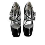 Dolce & Gabbana Black Patent Leather Crystal Mary Jane Pumps Shoes LA12041-35
