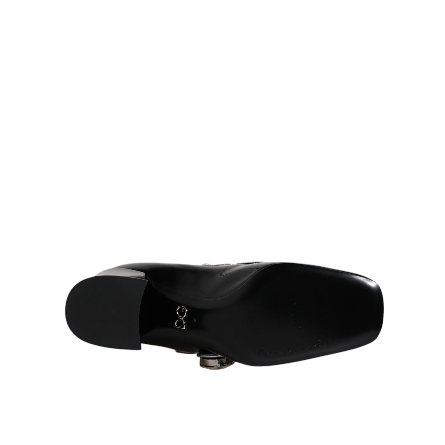 Dolce & Gabbana Black Patent Leather Crystal Mary Jane Pumps Shoes LA12041-35