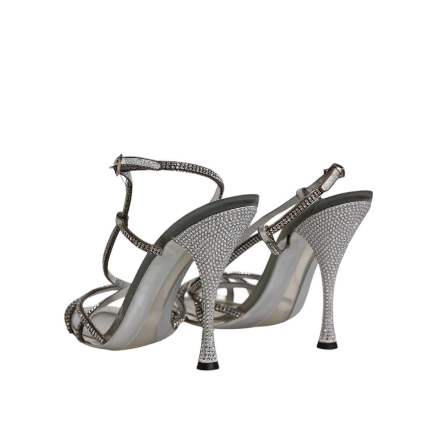 Dolce & Gabbana Silver Crystal Slingback KEIRA Sandals Shoes LA12046-39