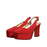Dolce & Gabbana Red Platform Slingback Heels Sandals Shoes LA12056-37.5
