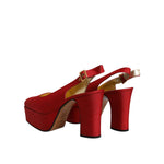 Dolce & Gabbana Red Platform Slingback Heels Sandals Shoes LA12056-37.5