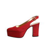 Dolce & Gabbana Red Platform Slingback Heels Sandals Shoes LA12056-37.5