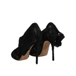 Dolce & Gabbana Black Lace Stretch Heels Mid Calf Boots Shoes LA12079-40
