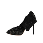 Dolce & Gabbana Black Lace Stretch Heels Mid Calf Boots Shoes LA12079-40