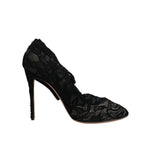 Dolce & Gabbana Black Lace Stretch Heels Mid Calf Boots Shoes LA12079-40