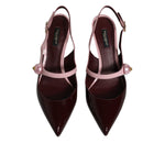 Dolce & Gabbana Pink Maroon Leather Kitten Heels Slingbacks Shoes LA12085-40