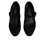 Dolce & Gabbana Black Suede Leather KEIRA Heels Pumps Shoes LA12120-38.5