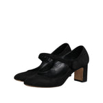 Dolce & Gabbana Black Suede Leather KEIRA Heels Pumps Shoes LA12120-38.5