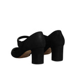 Dolce & Gabbana Black Suede Leather KEIRA Heels Pumps Shoes LA12120-38.5