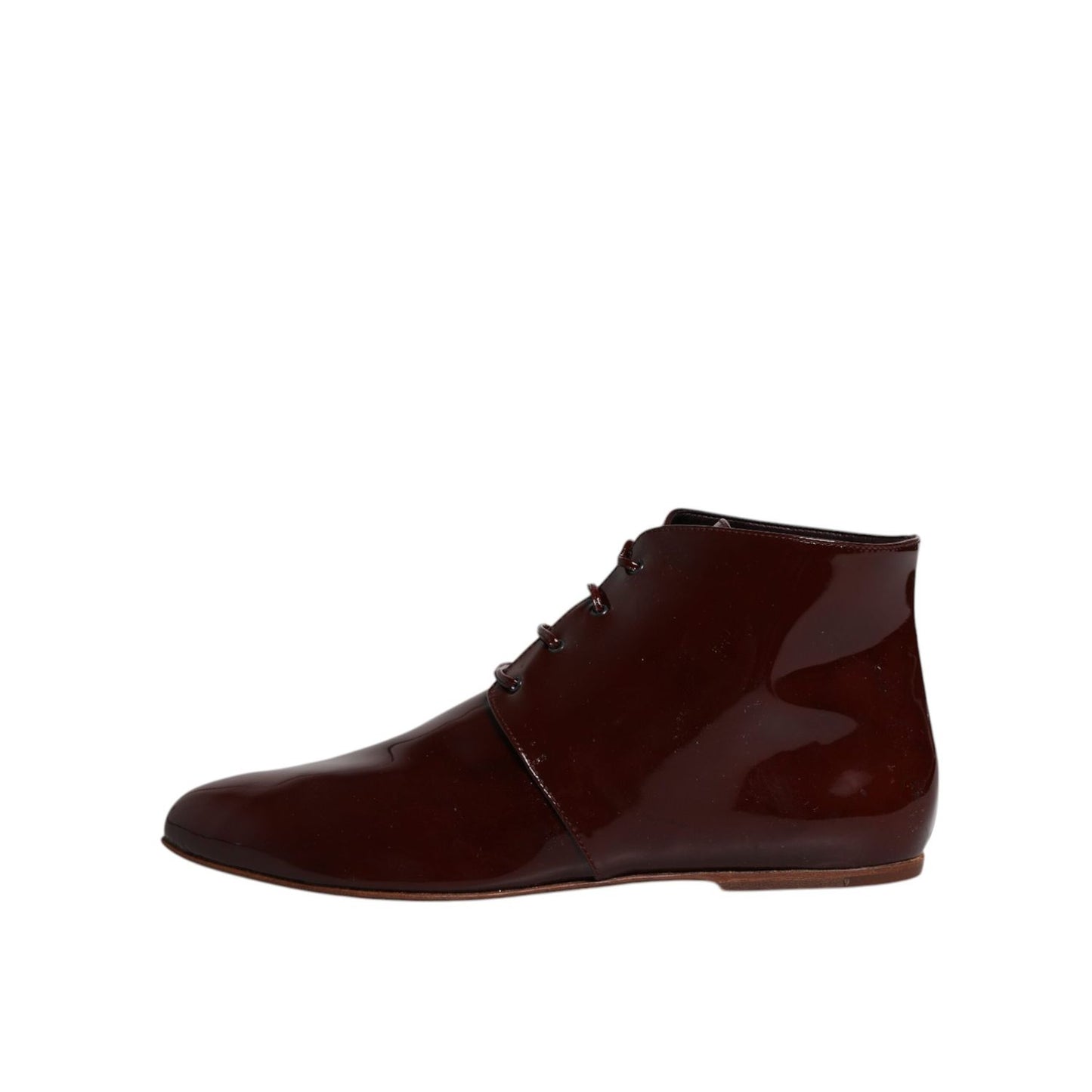 Dolce & Gabbana Maroon Leather Lace Up Ankle Boots Shoes LA12212-39