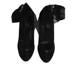 Dolce & Gabbana Black Nylon Mesh Sock Style Boots Shoes LA12245-35