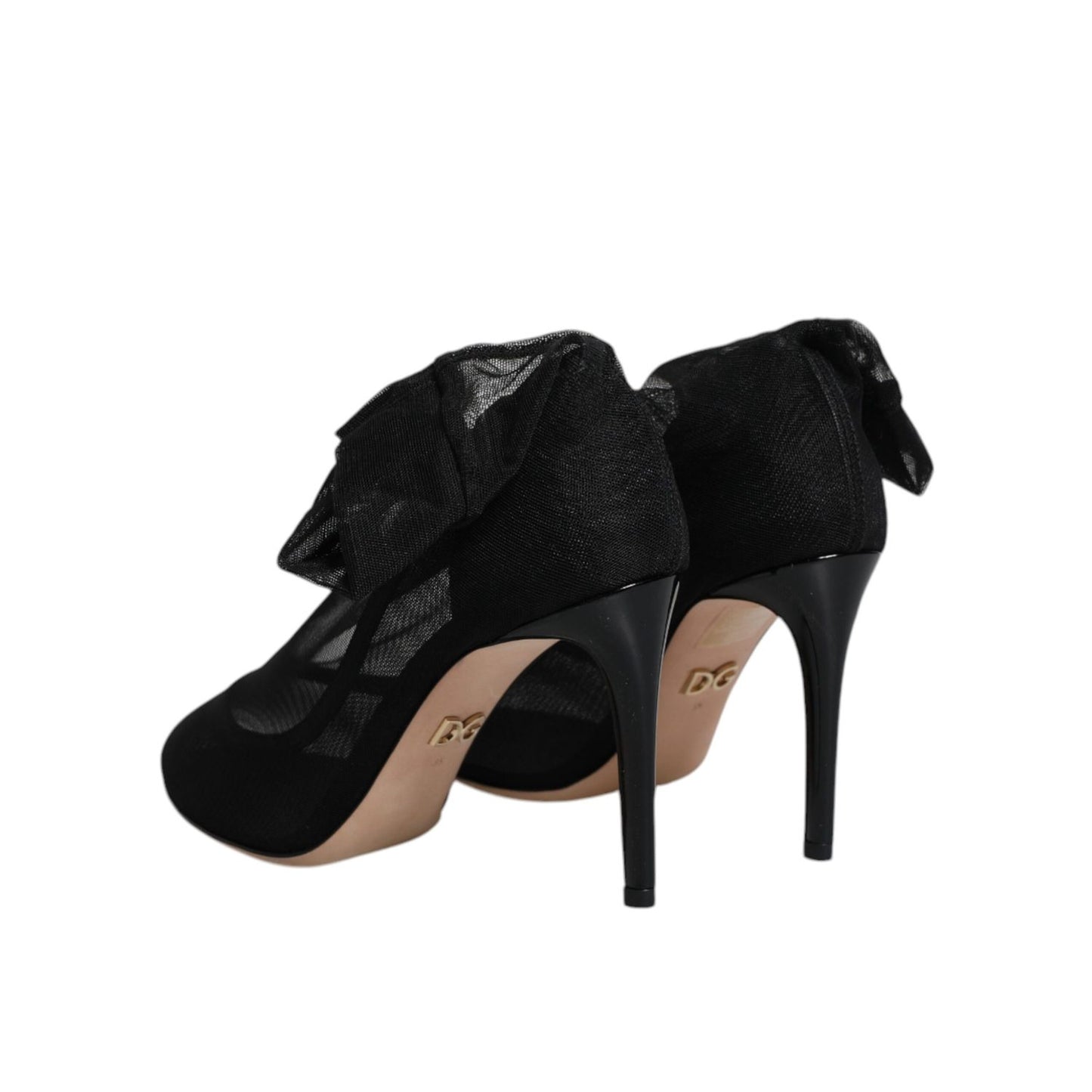 Dolce & Gabbana Black Nylon Mesh Sock Style Boots Shoes LA12245-35