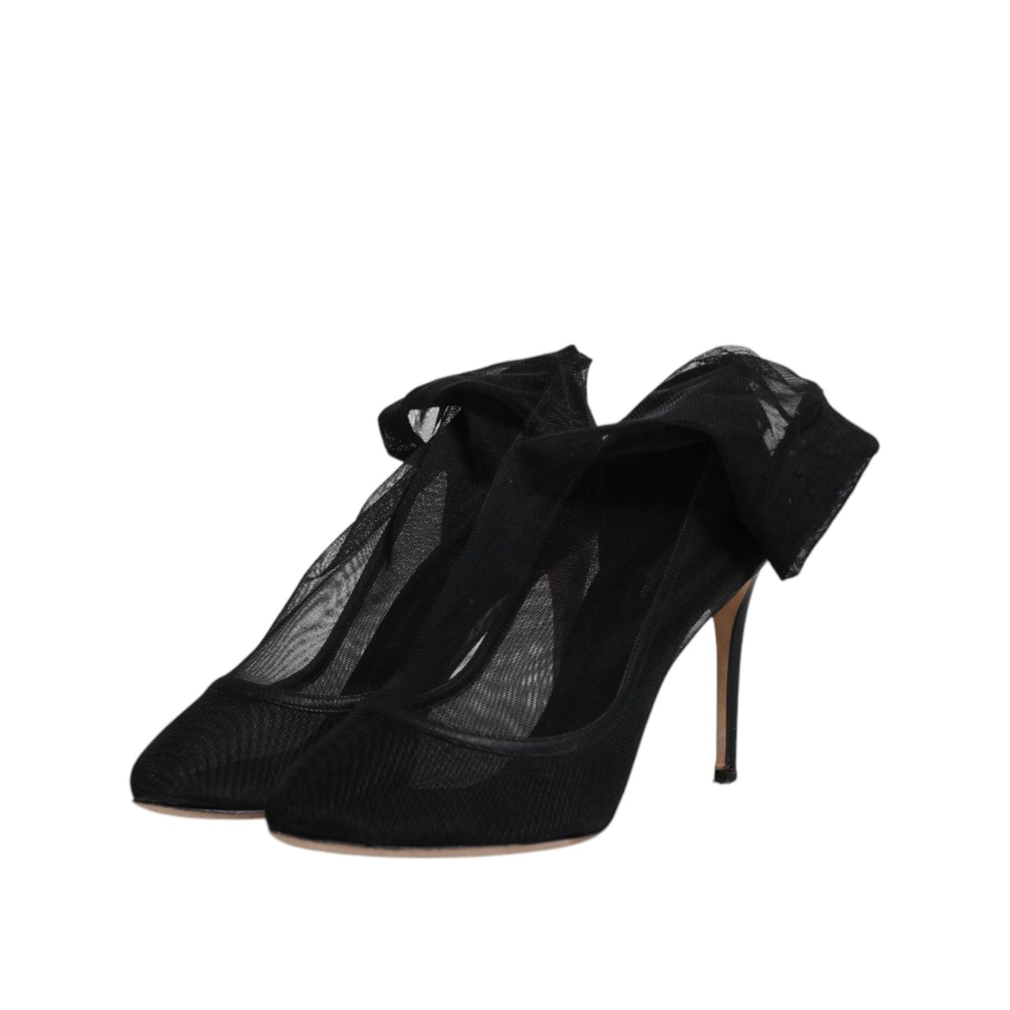 Dolce & Gabbana Black Nylon Mesh Sock Style Boots Shoes LA12246-39