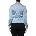 Dolce & Gabbana Blue Silk Knit Pullover Ascot Collar Top TSH86821-40