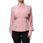 Dolce & Gabbana Pink Cotton Long Sleeves Collared Blouse Top TSH86826-40