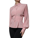 Dolce & Gabbana Pink Cotton Long Sleeves Collared Blouse Top TSH86826-40