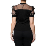 Dolce & Gabbana Black Floral Lace Short Sleeves Blouse Top TSH87028-40