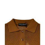 Dolce & Gabbana Brown Perforated Collared Short Sleeves T-shirt TSH87570-48