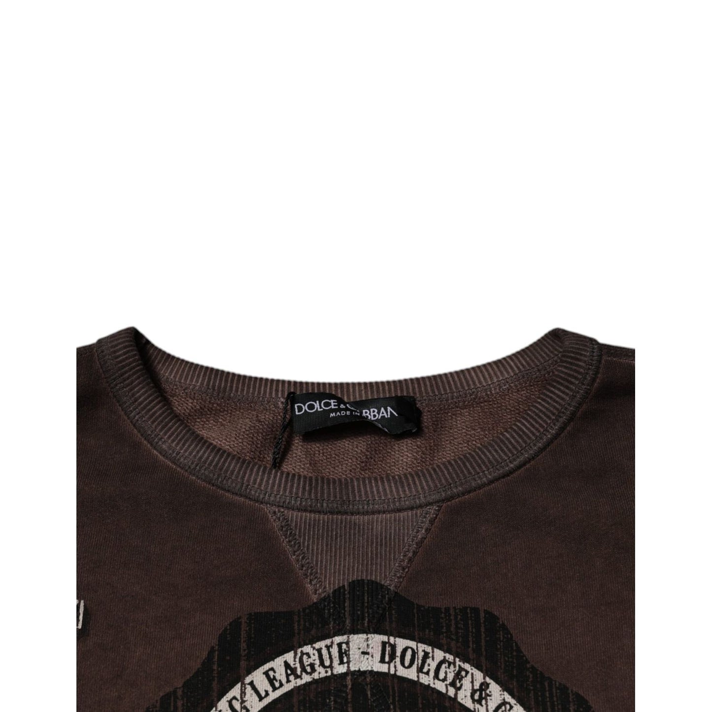 Dolce & Gabbana Brown Logo Print Crew Neck Pullover Sweater