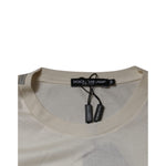 Dolce & Gabbana Off White Silk CrewNeck Short Sleeve T-shirt TSH87254-54