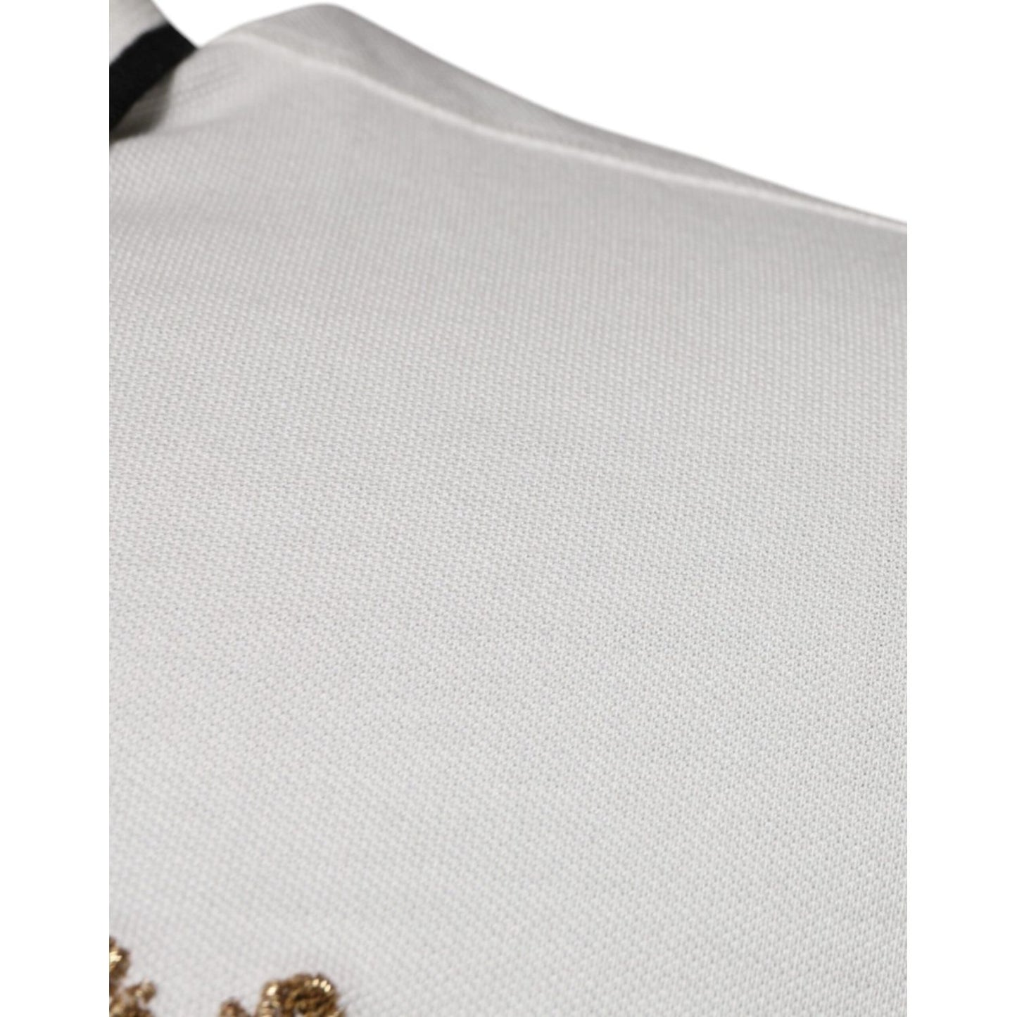 Dolce & Gabbana Off White Crown Cotton Collared Polo T-shirt TSH87424-44