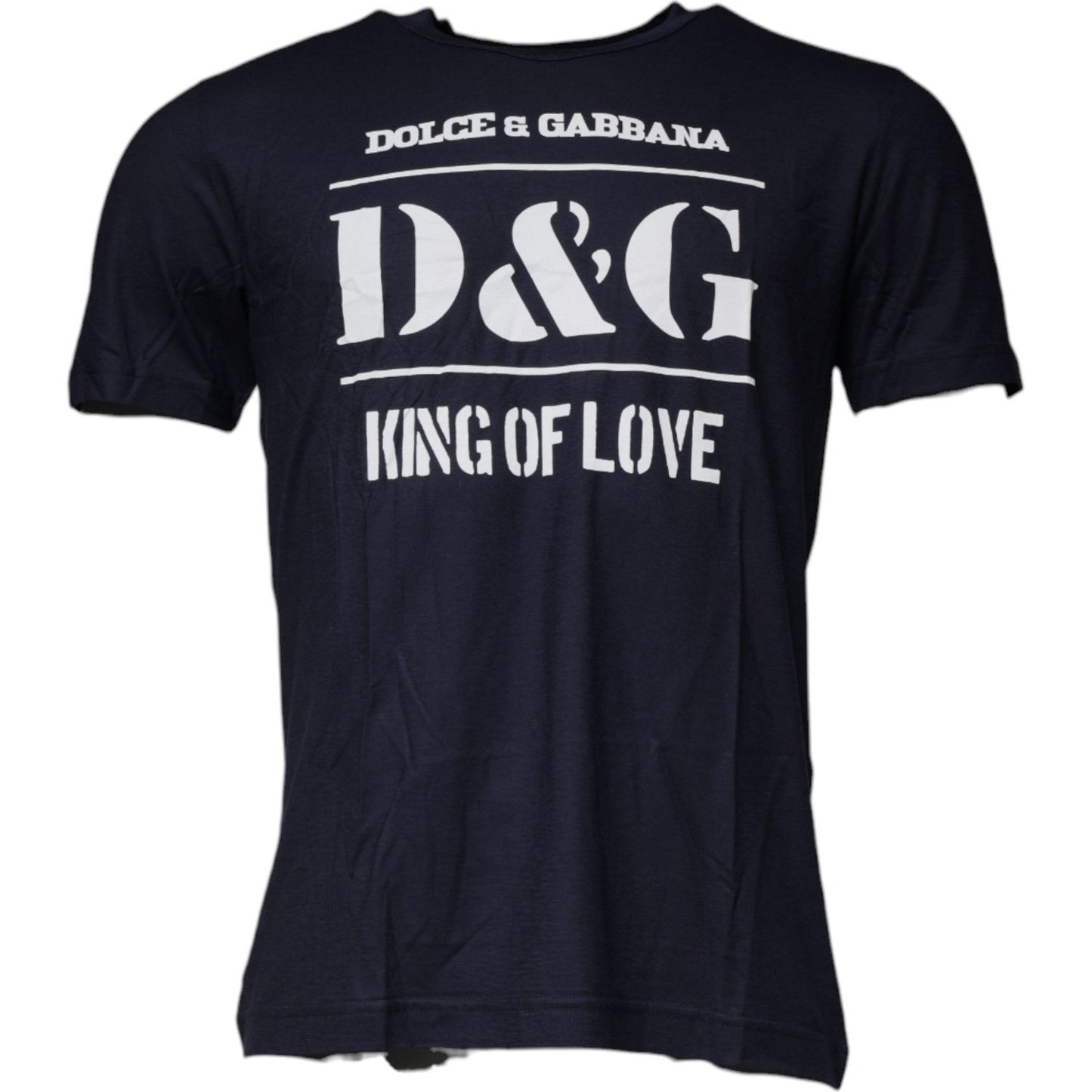 Dolce & Gabbana Blue D&G King Of Love Cotton Crew Neck T-shirt