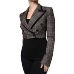 Dolce & Gabbana Brown Plaid Long Sleeve Cropped Coat Jacket JKT3275-40