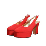Dolce & Gabbana Red Platform Slingback Heels Sandals Shoes LA12218-39.5