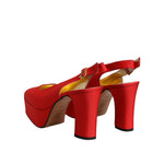 Dolce & Gabbana Red Platform Slingback Heels Sandals Shoes LA12218-39.5