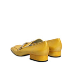 Dolce & Gabbana Yellow Leather Logo Plaque Slip On Mocassin Shoes LA12223-39