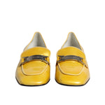 Dolce & Gabbana Yellow Leather Logo Plaque Slip On Mocassin Shoes LA12224-39