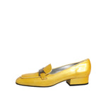 Dolce & Gabbana Yellow Leather Logo Plaque Slip On Mocassin Shoes LA12224-39