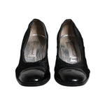 Dolce & Gabbana Black Leather Block Heels Pumps Shoes LA12225-40