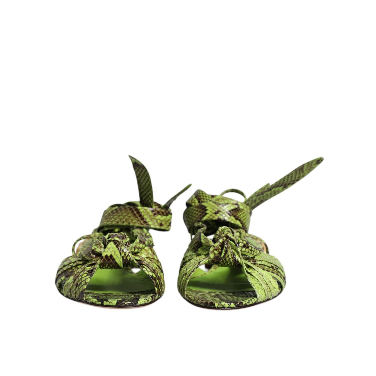 Dolce & Gabbana Green Animal Print Ankle Wrap Sandals Shoes LA12254-39.5