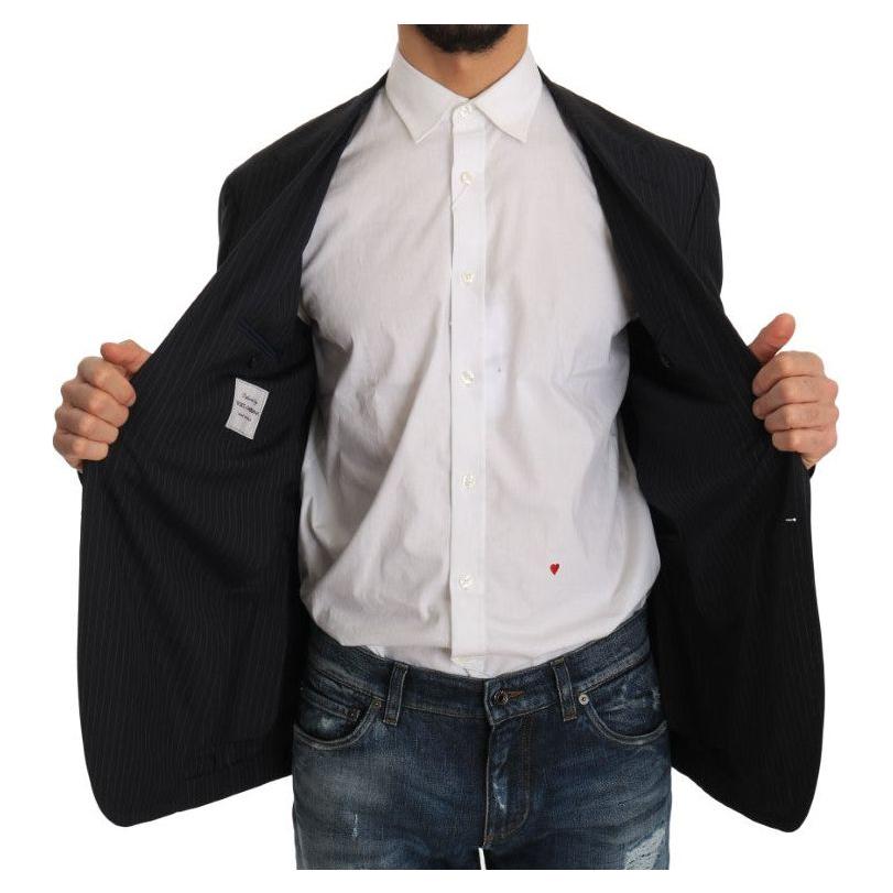 Dolce & Gabbana Gray Striped Wool Jacket Coat Slim Blazer JKT1220-1