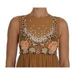 Dolce & Gabbana Crystal Silk Gold A-Line Gown Dress DR1466-1