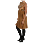 Dolce & Gabbana Crystal Silk Gold A-Line Gown Dress DR1466-1