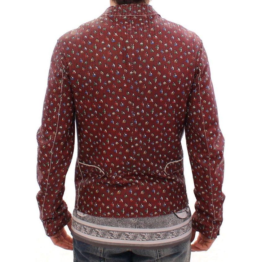 Dolce & Gabbana Bordeaux Leather Boxer Print Jacket Coat GSD12728-1