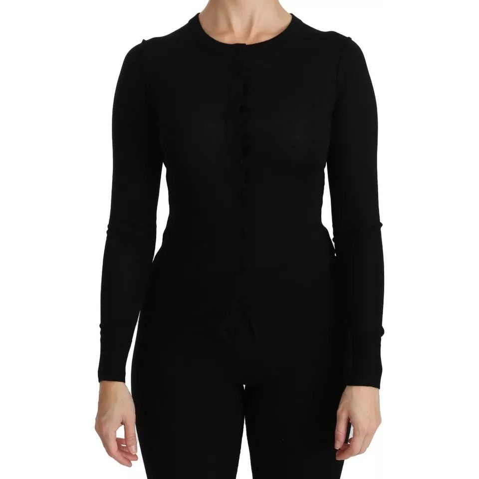 Dolce & Gabbana Black Virgin Wool Long Sleeve Top Blouse Top
