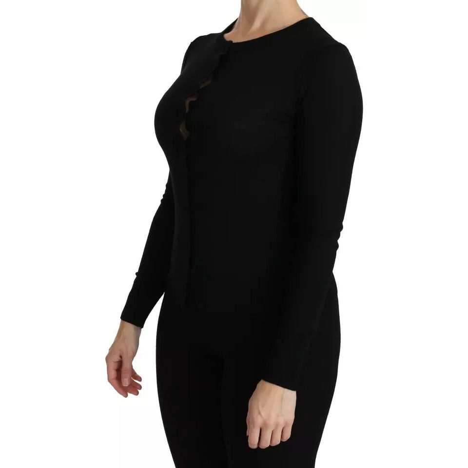 Dolce & Gabbana Black Virgin Wool Long Sleeve Top Blouse Top