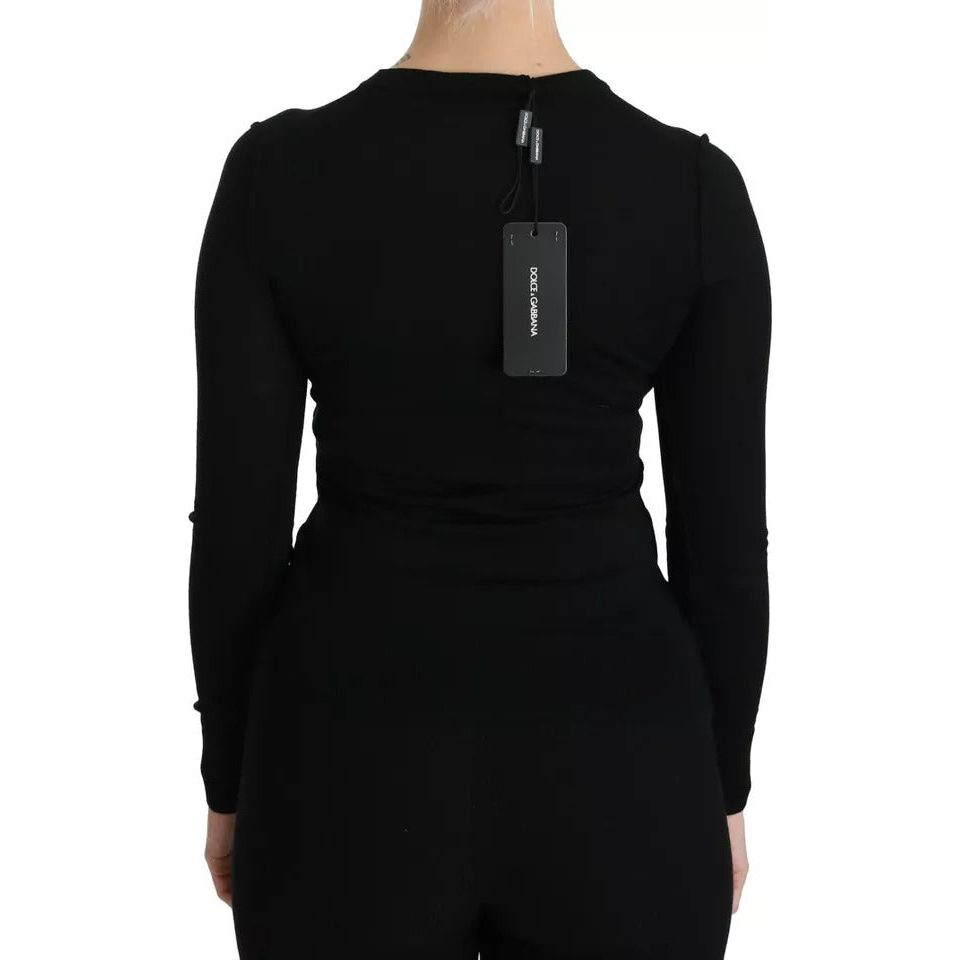 Dolce & Gabbana Black Virgin Wool Long Sleeve Top Blouse Top