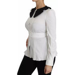 Dolce & Gabbana Black White Decorative Buttons Tops Shirt Blouse