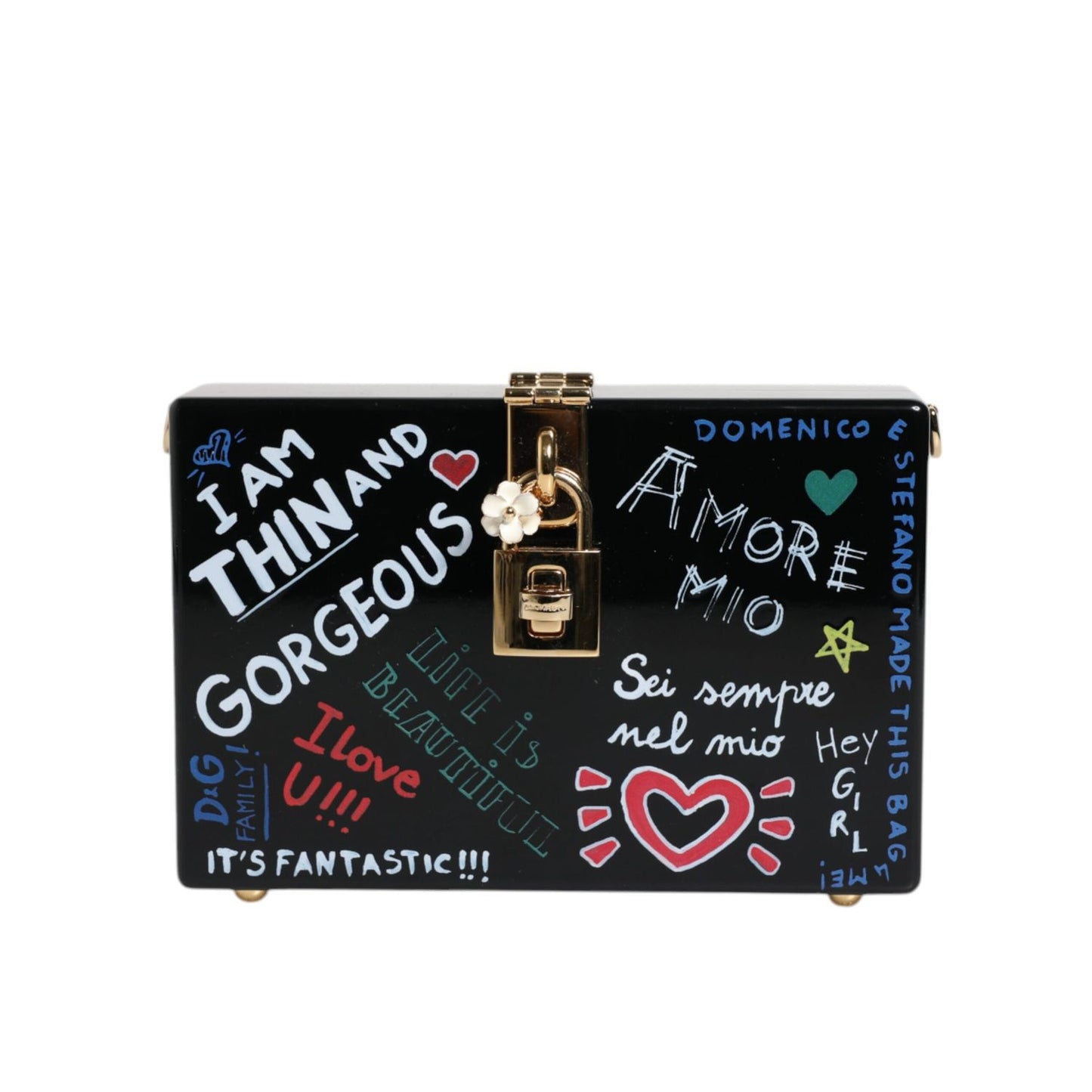 Dolce & Gabbana Black Graffiti Print Clutch Crossbody Bag
