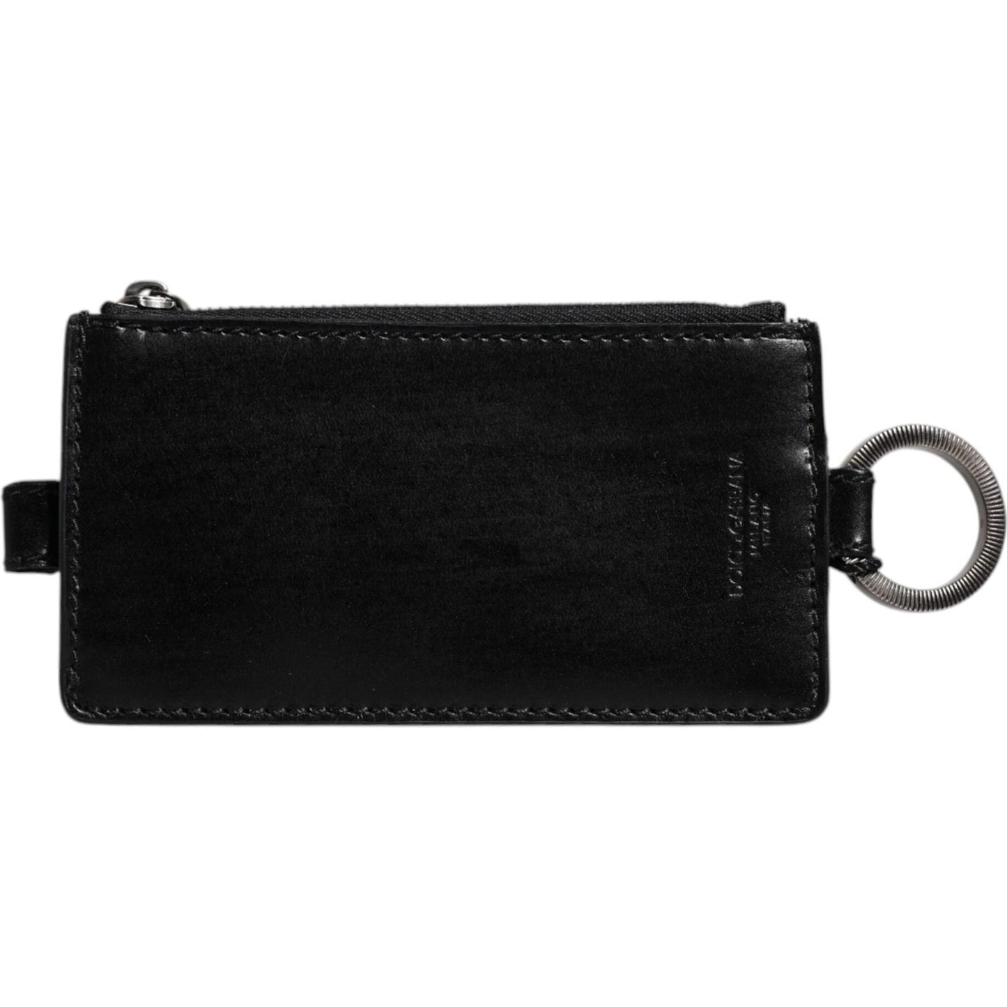 Dolce & Gabbana Black Horse Leather Lanyard Logo Card Holder Wallet