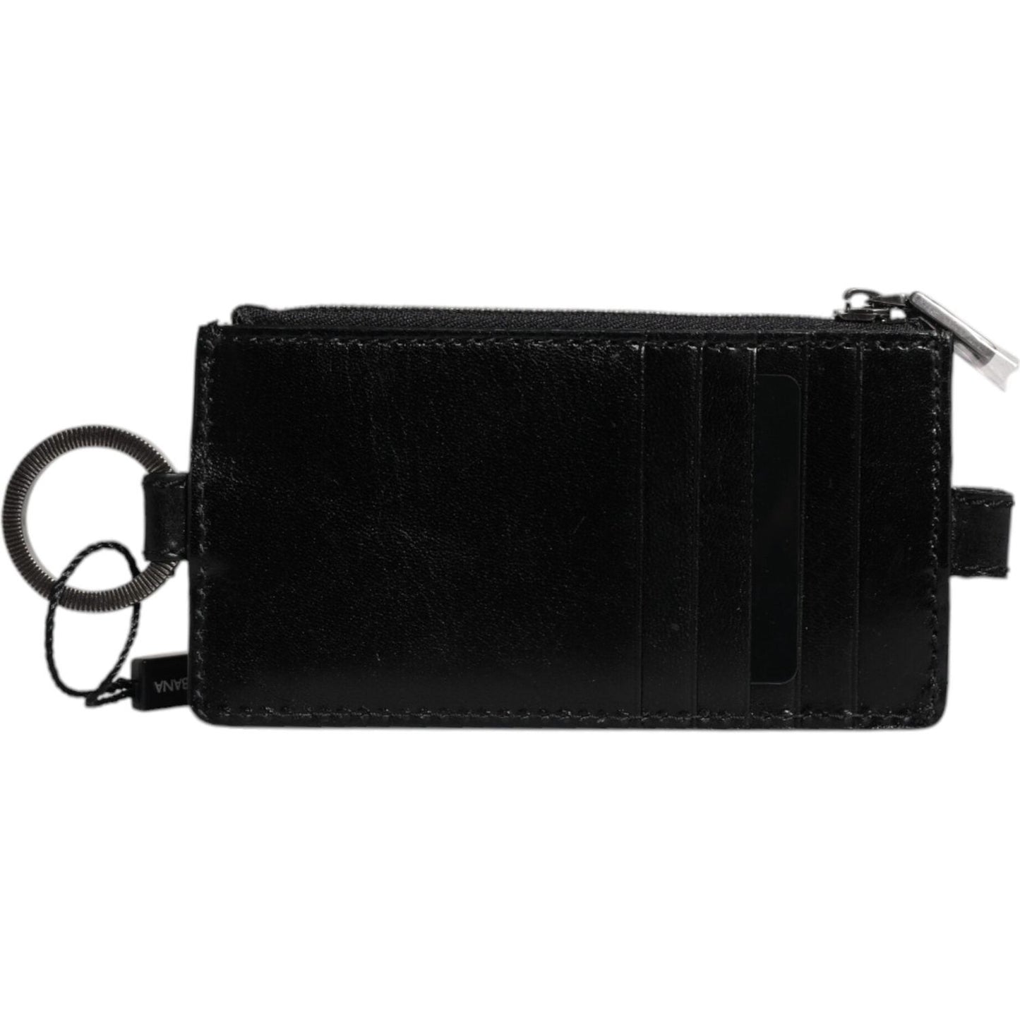 Dolce & Gabbana Black Horse Leather Lanyard Logo Card Holder Wallet