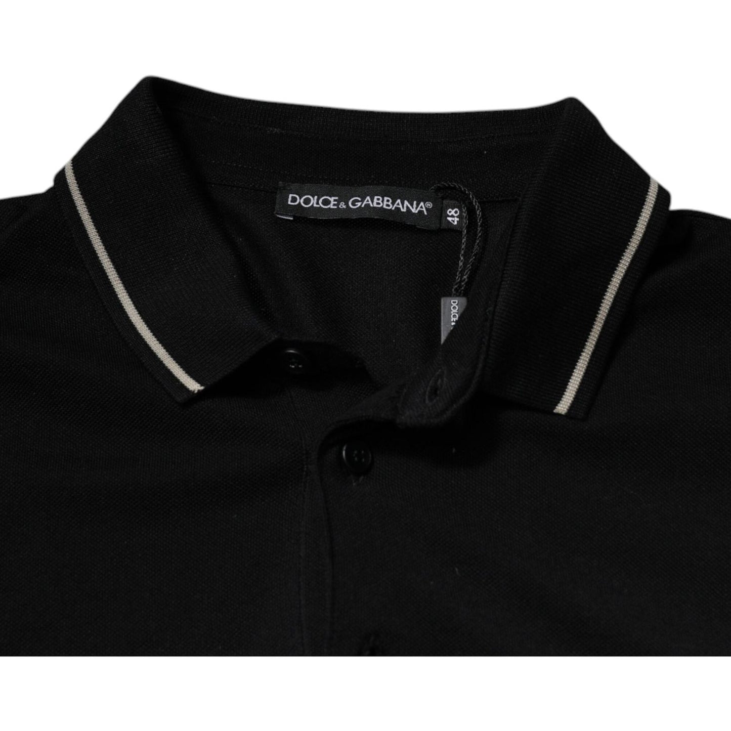 Dolce & Gabbana Black White Cotton Short Sleeves Polo T-shirt