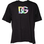 Dolce & Gabbana Black Logo Print Cotton Crew Neck T-shirt