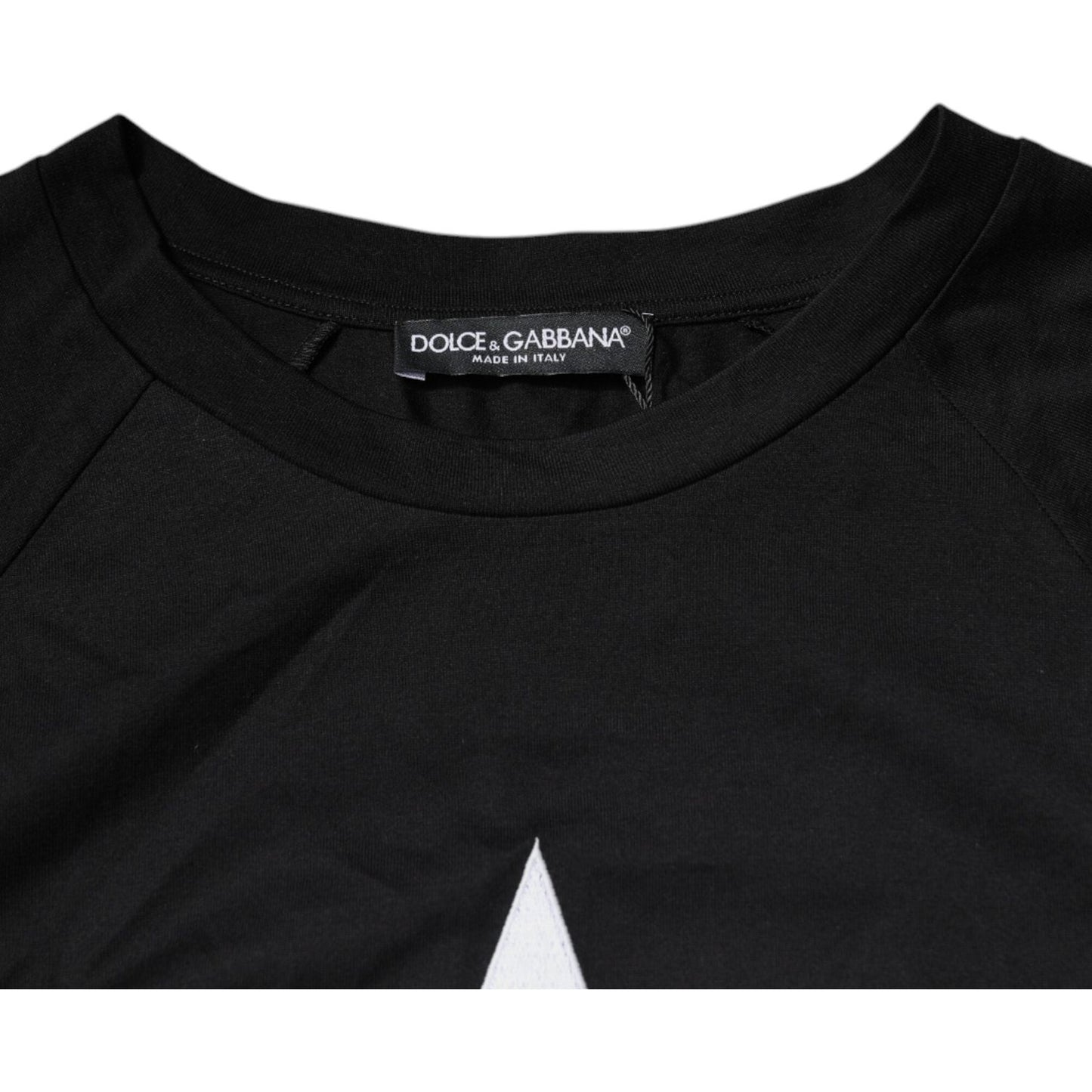 Dolce & Gabbana Black Logo Print Cotton Crew Neck T-shirt