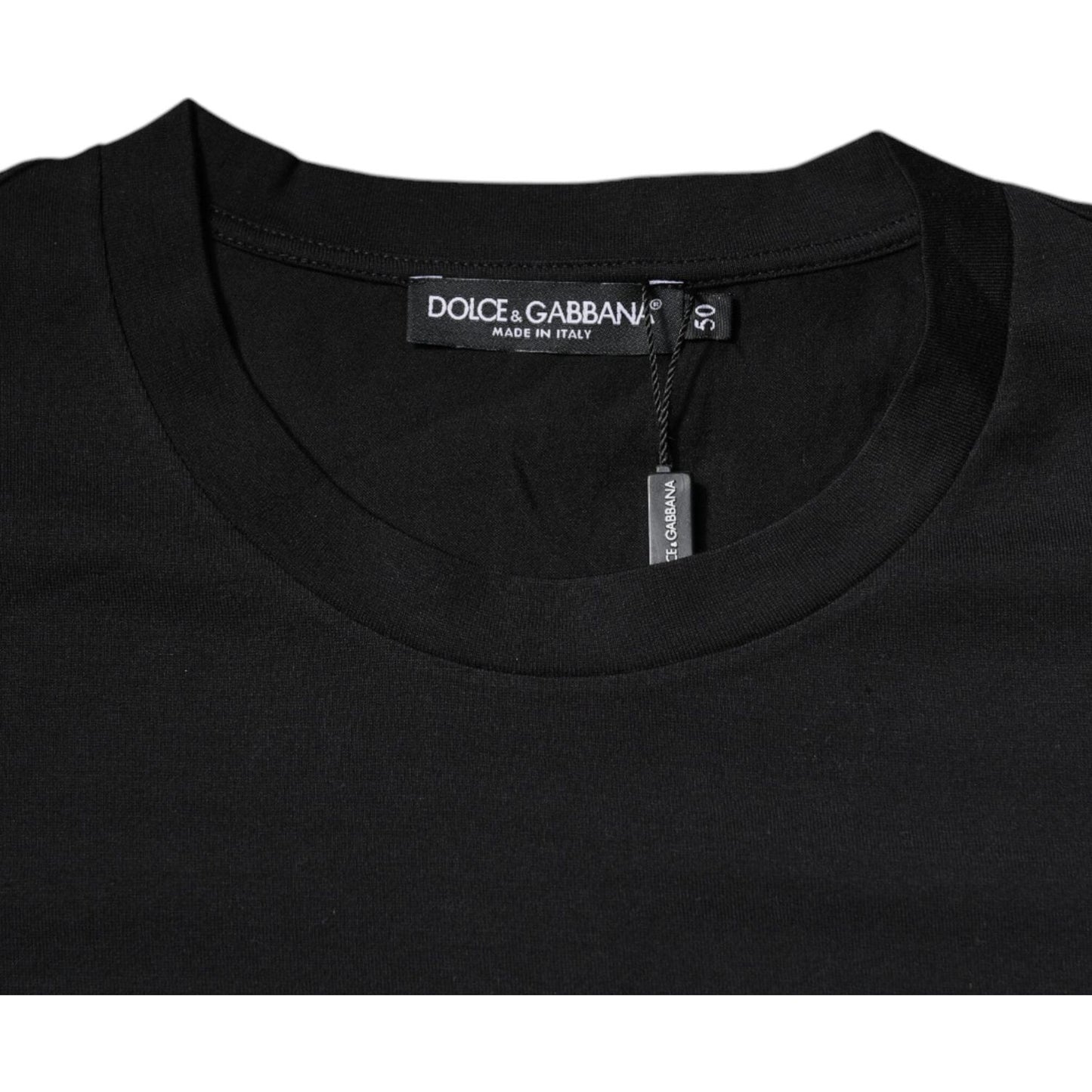 Dolce & Gabbana Black DG Logo Print Cotton Crew Neck T-shirt